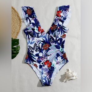 Floral & Tropical Ruffle One Piece Swimsuit